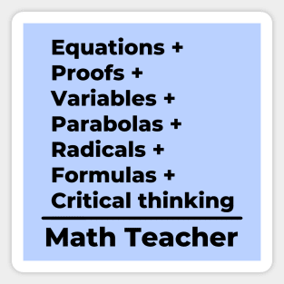 Math Teacher Equation - black text Magnet